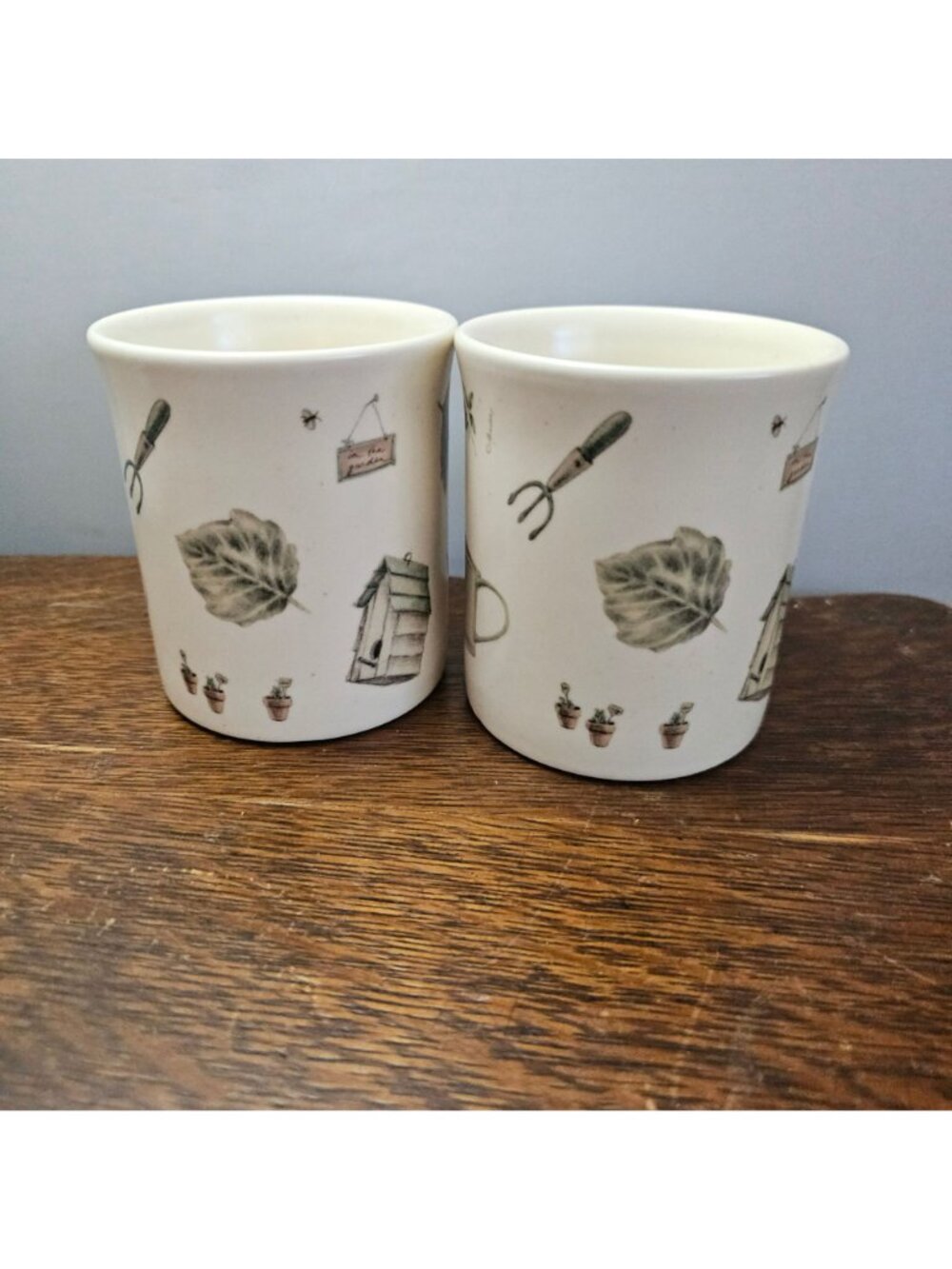 2 Pfaltzgraff Naturewood Mugs 4" nature gardening 16oz cottagecore farmhouse cof - Picture 3 of 9
